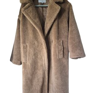 Gerard Darel Camel Teddy Bear Faux Fur Coat